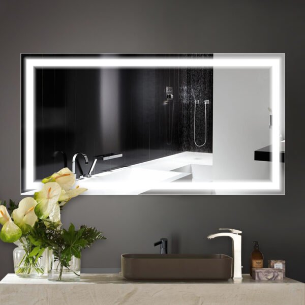 HE 18-5A Rectangle Led Front Light Fog Free Bathroom Mirror With Blue-Tooth Speaker