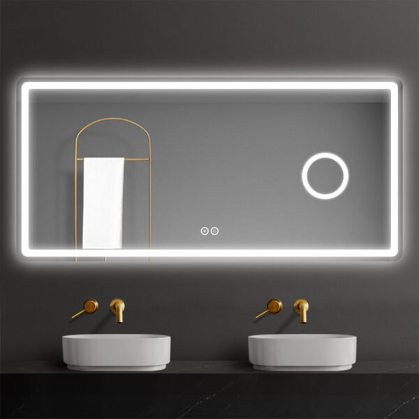HE 18-9A Anti-Fog Aluminum Alloy Frame Rectangle Led Bathroom Mirror