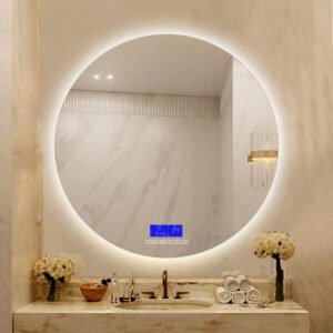 HE18-25B Smart Touch Screen Bathroom round shape Led Lights mirror