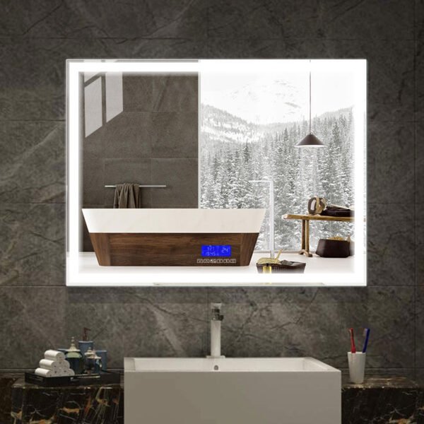 HE18-2A LED Light Rectangle Frame-less Fog Free Bathroom Mirror - Image 4