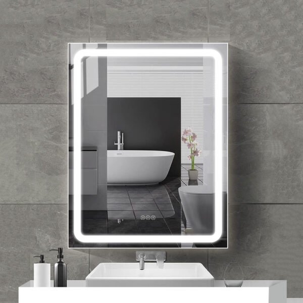 HE18-4A Rectangle Wall Mounted Led Front Light Intelligent Bathroom Mirror