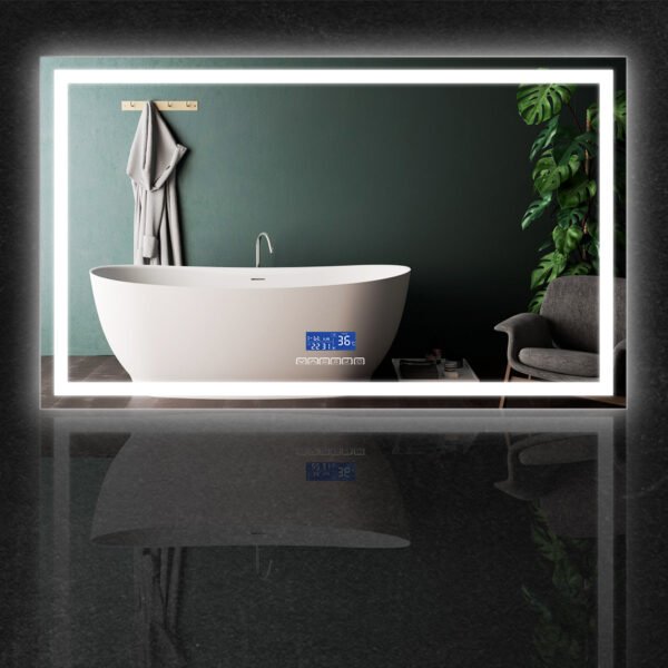 HE 18-5A Rectangle Led Front Light Fog Free Bathroom Mirror With Blue-Tooth Speaker - Image 2