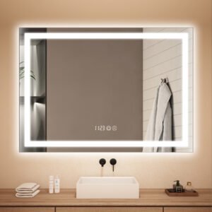 HE 18-5B Modern Wall Mounted Smart Led Mirror Defogger With Time Temperature display